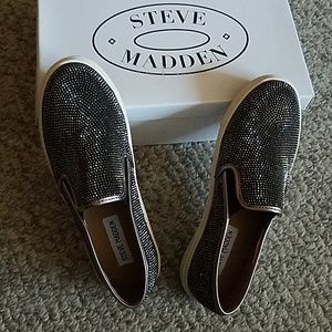Steve Madden black bedazzled sneakers